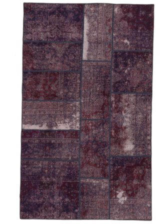 Patchwork Teppe Håndknyttet 157X261 Svart/Mørk Rosa Persia