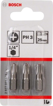 Bosch 3pcs PH Screwdriver Bit PH3 XH 25mm