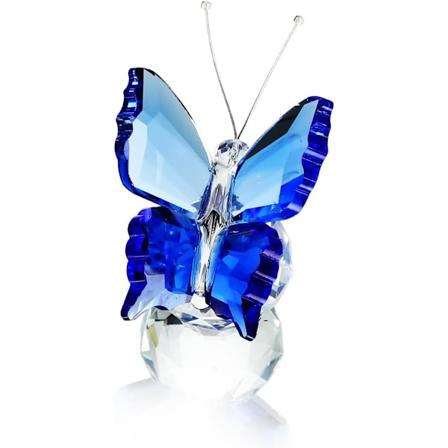 Krystal Flyvende Sommerfugl med Krystalkugle Base Figur Ornament Statue Dyreopsamling til Julegave (blå) Blue
