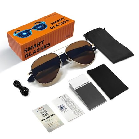 Smarta Glasögon F18, Med Realtidsöversättning På Mer Än 100 Språk (Guldbrunt)