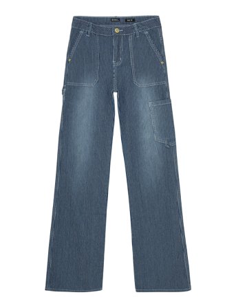 Wide Worker Striped Pants Blue Indian Blue Jeans