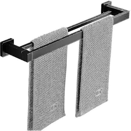 Tjock fyrkantig dubbelstång handduksstång väggmonterad hylla