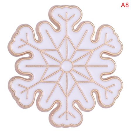 E Julbrosch Cartoon Badge Santa Claus Snowflake Tree Älg
