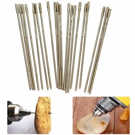 Smykkebor - 20 stk./pakke 1 mm belagte diamantbor til lapidærboring, solide bornåle, agatbor til smykker o,A