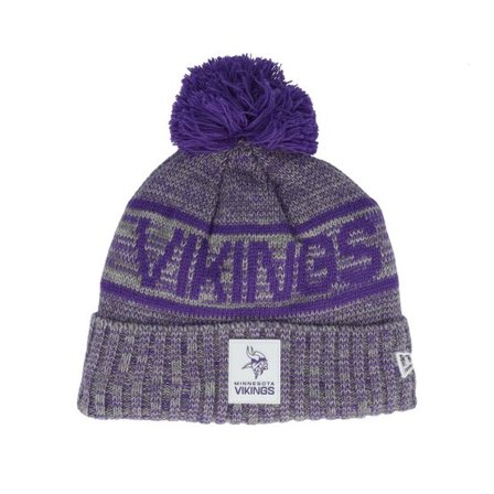 New Era - NFL Lila pom Beanie - Minnesota Vikings NFL 25 Sideline Cold Weather Sport Knit Purple/Grey Pom @ Hatstore