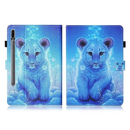 Samsung Galaxy Tab S7 tryckning läder flip fodral - tiger