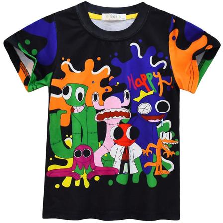 Rainbow Friends 3D-trykt T-skjorte med korte ermer, sommerrund hals, topper for barn, ungdom, gutter D 9-10 Years