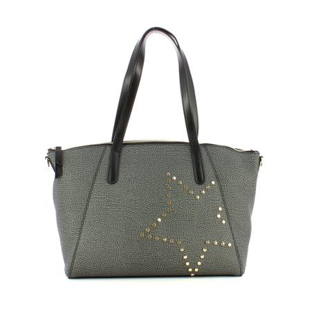 Borbonese, Shopping Medium Graffiti con stella Grijs, Dames, Maat:ONE Size