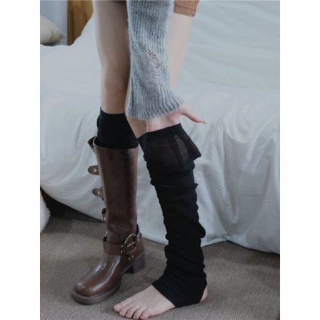 Alle yards; Sorte hvide lædersokker til kvinder, balletlægstrømper, efterårsgrå varme bensokker, One Size, afslappet stil