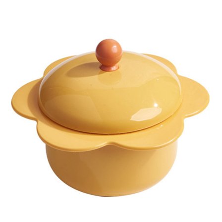 Solsikkeformet instant nudler skål rustfrit stål instant nudler skål japansk stil studerende madbeholder med låg citron gul