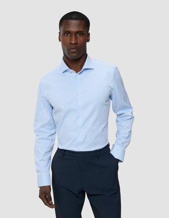 Shaping New Tomorrow - Elevated Shirt - Light Blue Stripe Thin - Regular - Herre - Størrelse XL