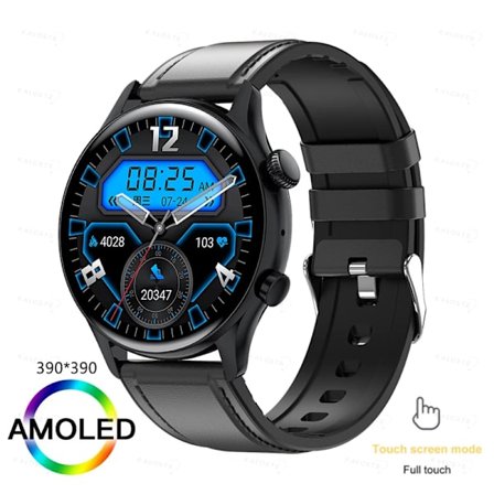 KAVSUMI Smartwatch AMOLED HD-skärm Always On Display Damklockor Bluetooth-samtal IP68 Vattentät Sport Fitness Smartwatch för män