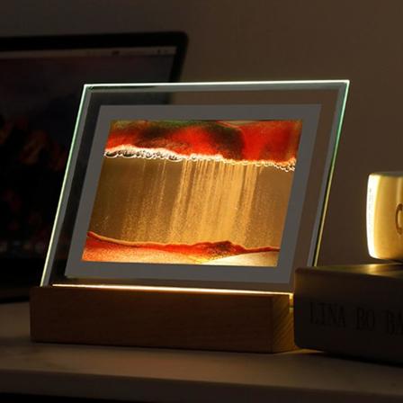 3D Bevegelig Sandkunst, 360 Roterende Timeglassdekorasjon, Kreativ Kunst Sandkunst Flytende Bevegelse Stue Soverom Bordlampe Dekorasjon 10ML Kvadrat