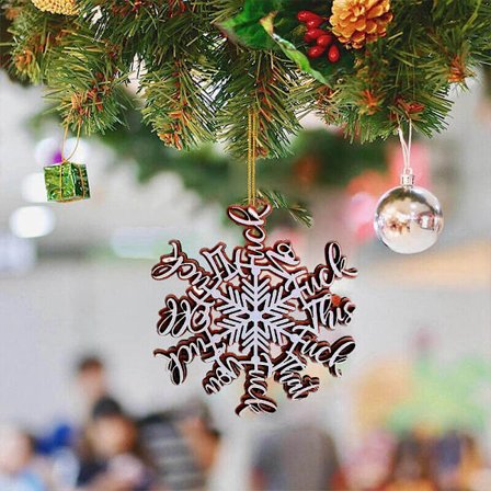 1 st julgransprydnad i trä med snöflinga - Rolig juldekoration