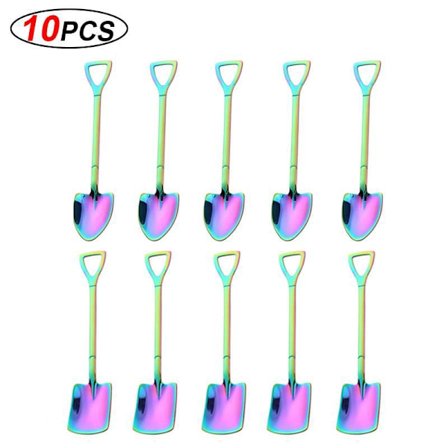 Spade-formade Skedar i Rostfritt Stål, 10-pack, Kreativa Kaffeskedar/Dessertkedar