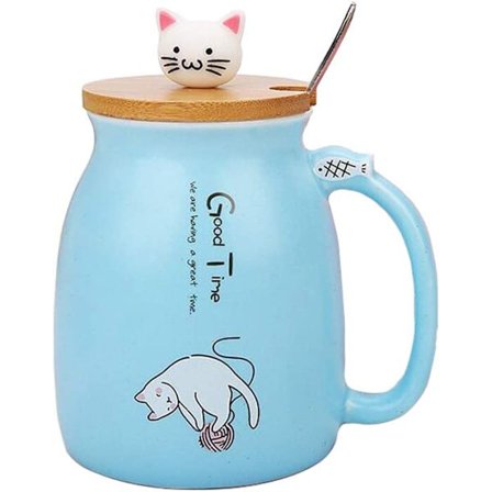 Kattekrus, sød keramisk kaffekrus med sød kat i rustfrit stål