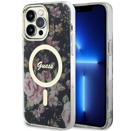Guess GUHMP14XHCFWSK iPhone 14 Pro Max 6,7" svart/svart hardcase Flower MagSafe
