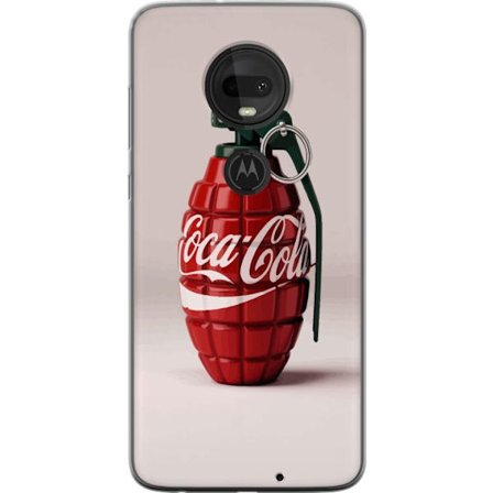 Kompatibelt Mobildeksel til Motorola Motorola Moto G7 Kunstnerisk illustrasjon av Coca Cola granateple i rødt og grønt, pop art inspirert motiv med