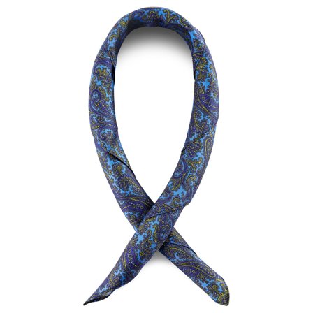 Pañuelo de cuello de seda con estampado de cachemira azul claro y dorado para hombres - Pañuelos para el cuello