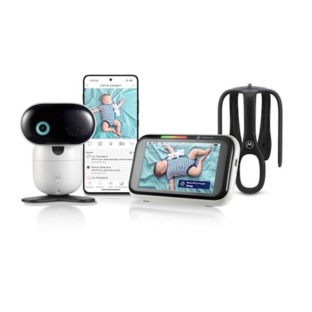 Babyalarm med 5" HD-skærm, grådregistrering, Wi-Fi