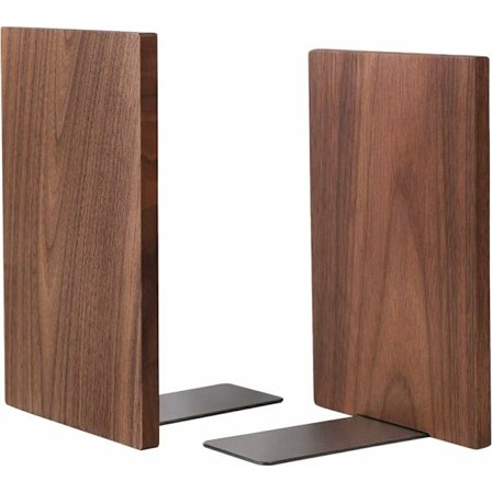 Handgjorda bokstöd i valnöt, halkfria bokstöd för hyllor, stora robusta bokstöd för tunga böcker, dekorativ bokhylla (1 par)