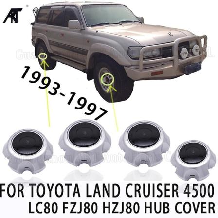 4 stk Hjulsenterkapsler for Toyota Land Cruiser 4500 Lc80 Fzj80 Hzj80 Navdeksel1993-1997 42603-60200 Navdeksel Sort farge