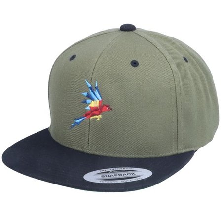 Origami - Grön snapback Keps - Flying Paper Parrot Coyote Olive/Black Snapback @ Hatstore