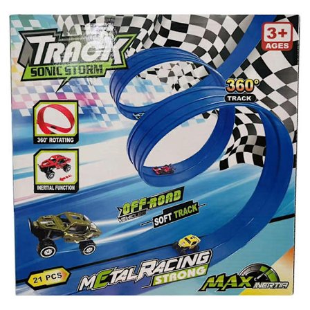 Fleksibel lekebilbane for lekebiler og støpte biler, lett å sette opp racerbane, for innendørs og utendørs lek[D]