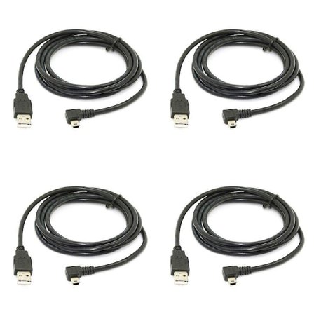 4 st 1,8M Mini USB B Typ 5Pin Hane 90 Grader Vänstervinklad till USB 2.0 Hane Datakabel Svart Färg