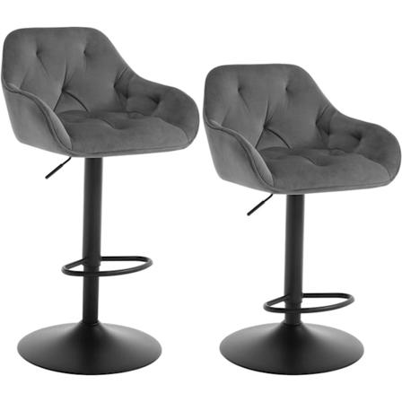 Rootz Ergonomic Justerbar Barstol - Komfortabelt fløjlssæde - Drejelig bordstol - Stabil metalbund - Moderne design - Mørkegrå/sort - 37 cm x 37,5 cm