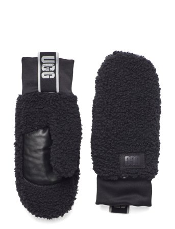 UGG Uggfluff Mitten With Logo Tape - Black - S/M