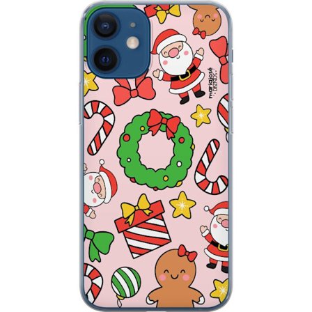 Kompatibelt Mobildeksel til Apple iPhone 12 mini Julemønster med nisser, polkagriser, kranser, gaver og søte figurer perfekt for et lekent og fargerik
