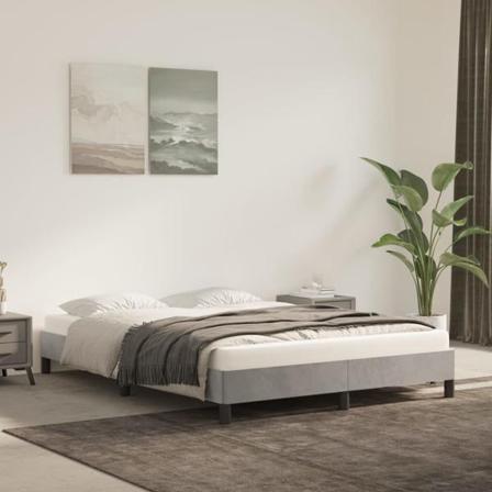 Vidaxl Sängram Ljusgrå 140x190 Cm Sammet Grå