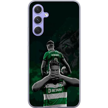 Yhteensopiva Puhelinkuori Samsung Galaxy A54 Neonmotiivi, jossa teksti "Gaming is in my DNA" sinisenä ja punaisena tiiliseinällä, jossa loistava DNA-s