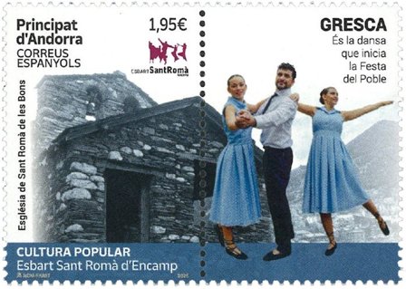 Spansk Andorra - Populær kultur: Esbart Sant Romàd'Encamp Folkedansgruppe - Postfrisk frimærke