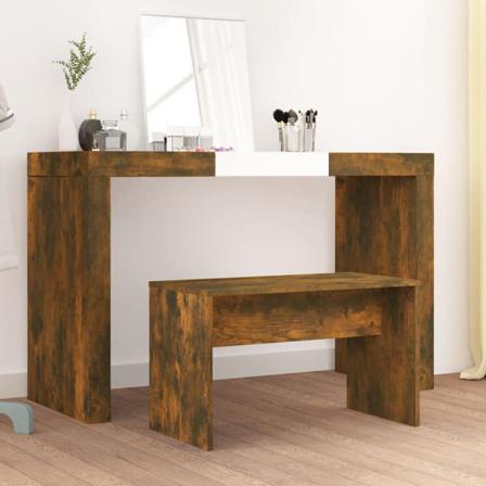 Vidaxl Sminkpall Rökfärgad Ek 70x35x45 Cm Konstruerat Trä Brun