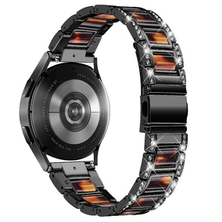 Urrem med rhinestone-dekor i resin til Samsung Galaxy Watch 4 - Sort / Skildpaddeskal Farve
