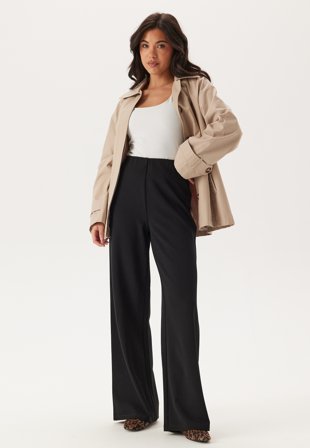 Bubbleroom - Wide Soft Trousers - Black - Kläder