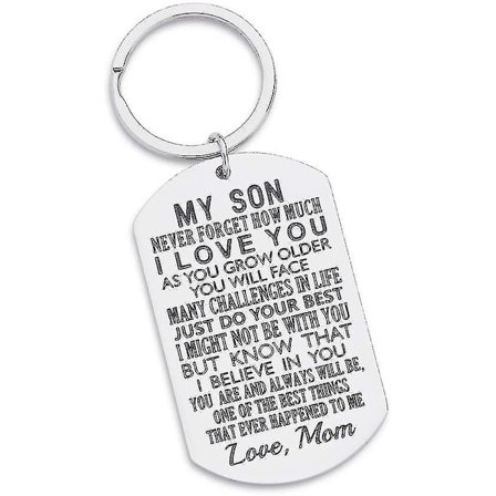 Inspirerende gave til søn fra mor - glem aldrig, hvor meget jeg elsker dig, gave nøglering til teenage dreng fra mor