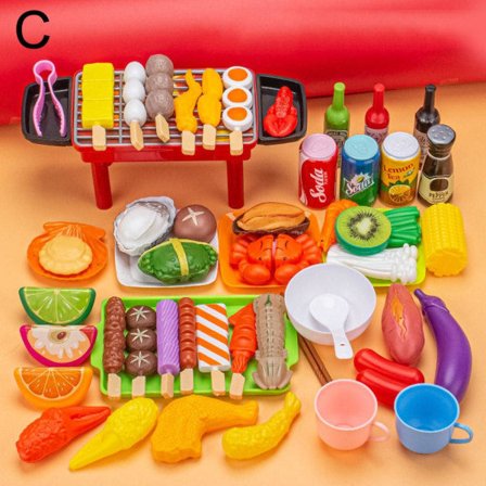 Barnlekestue Bbq Leke Simulering Kjøkken Matlaging Leke Barbe 58stk+grill one-size 58pcs+grill one-size