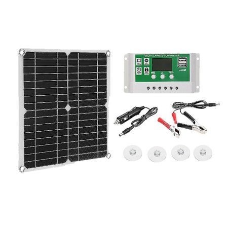 12W Solpanel Kit 60A 12V Batteriladdare Med Styrenhet Husvagn Båt (haoyi