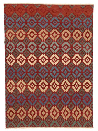 Hand Woven Persian Kilim Qashqai Rug 211X293 Dark Red/Dark Green