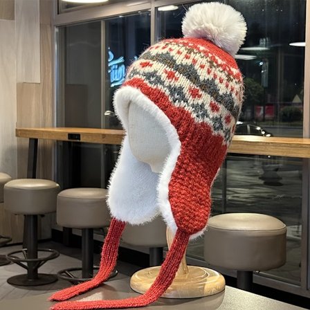 Koselig Vintage-inspirert Strikket Lue med Øreklaffer - Tykk, varm og myk for vinter-sykling, db