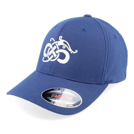 Vikings - Blå flexfit Keps - Viking Knot Worm White Navy Flexfit @ Hatstore