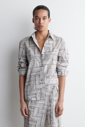 COS Femme Chemise En Coton Imprimé in Beige