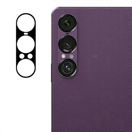 For Sony Xperia 1 VII Beskyttelsesfilm av herdet glass for kameralinse, svart silketrykk