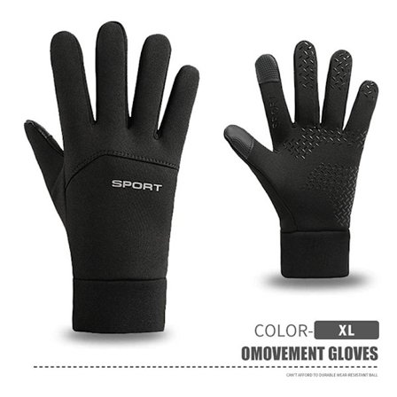 Winter Warm Velvet Waterproof Gloves Herr Sporthandskar Black XL