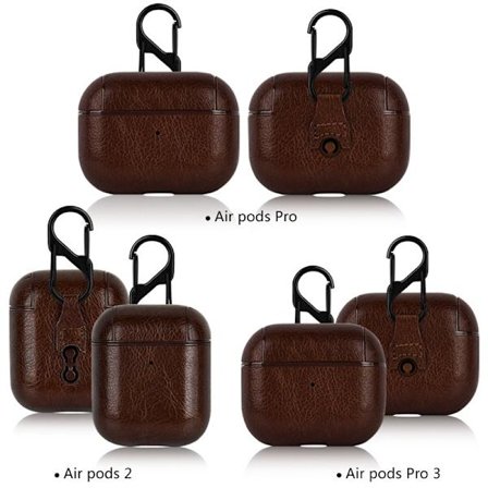 iPhone AirPods 3, Øretelefon Etui, Læder Etui (Mørkebrun)