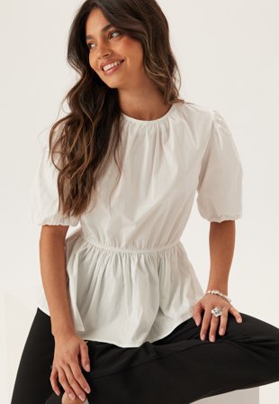 BUBBLEROOM Puff Sleeve Peplum Blouse Klær