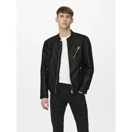 Only & Sons, Michael Grain PU Jacket Czarny, Mężczyzna, Rozmiar: M